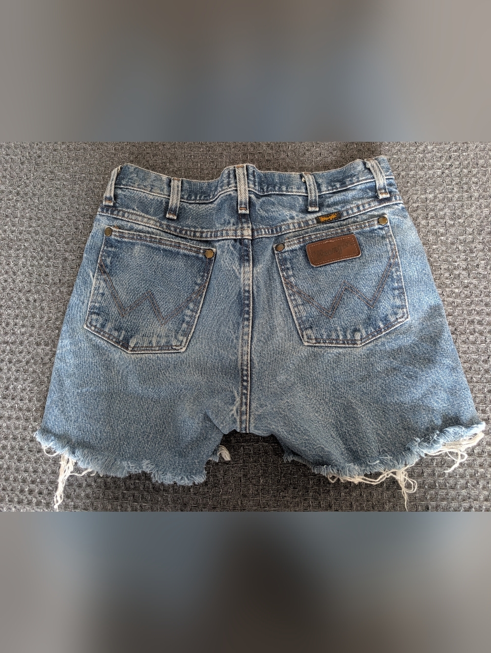 Wrangler Distressed High-Waist Denim Shorts - Light Blue